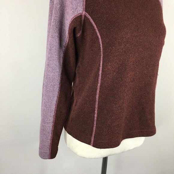 KUHL Brown Purple Colorblock Alfpaca Fleece Mock Neck Pullover Knit Sweater - Picture 6 of 12